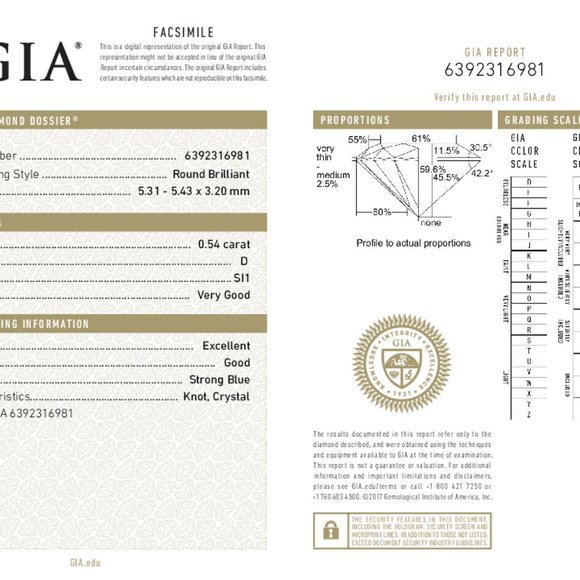 Diamond Pendant 14K Yellow Gold (0.54 Ct D Si1 ) Gia C47200054 - Picture 5 of 6